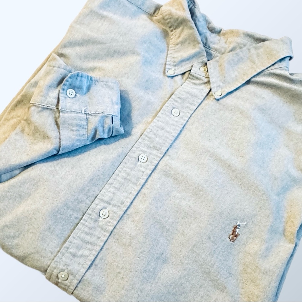 Ralph Lauren Shirt Men's 3XB Gray Classic Fit Long Sleeve Button‎ Down Oxford